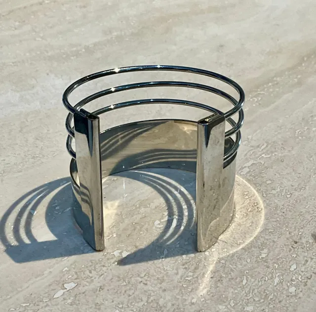 Vintage Silver Minimalist Adjustable Cuff Bracelet — additional photo 4