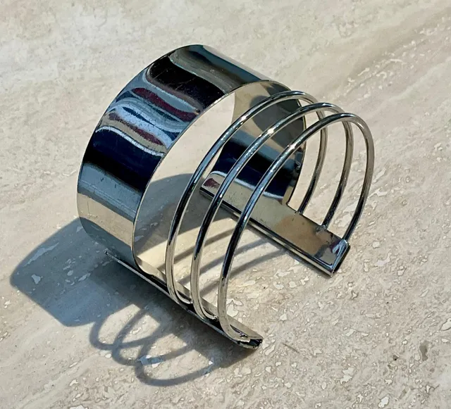Vintage Silver Minimalist Adjustable Cuff Bracelet — additional photo 5