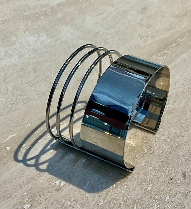 Vintage Silver Minimalist Adjustable Cuff Bracelet — additional photo 6
