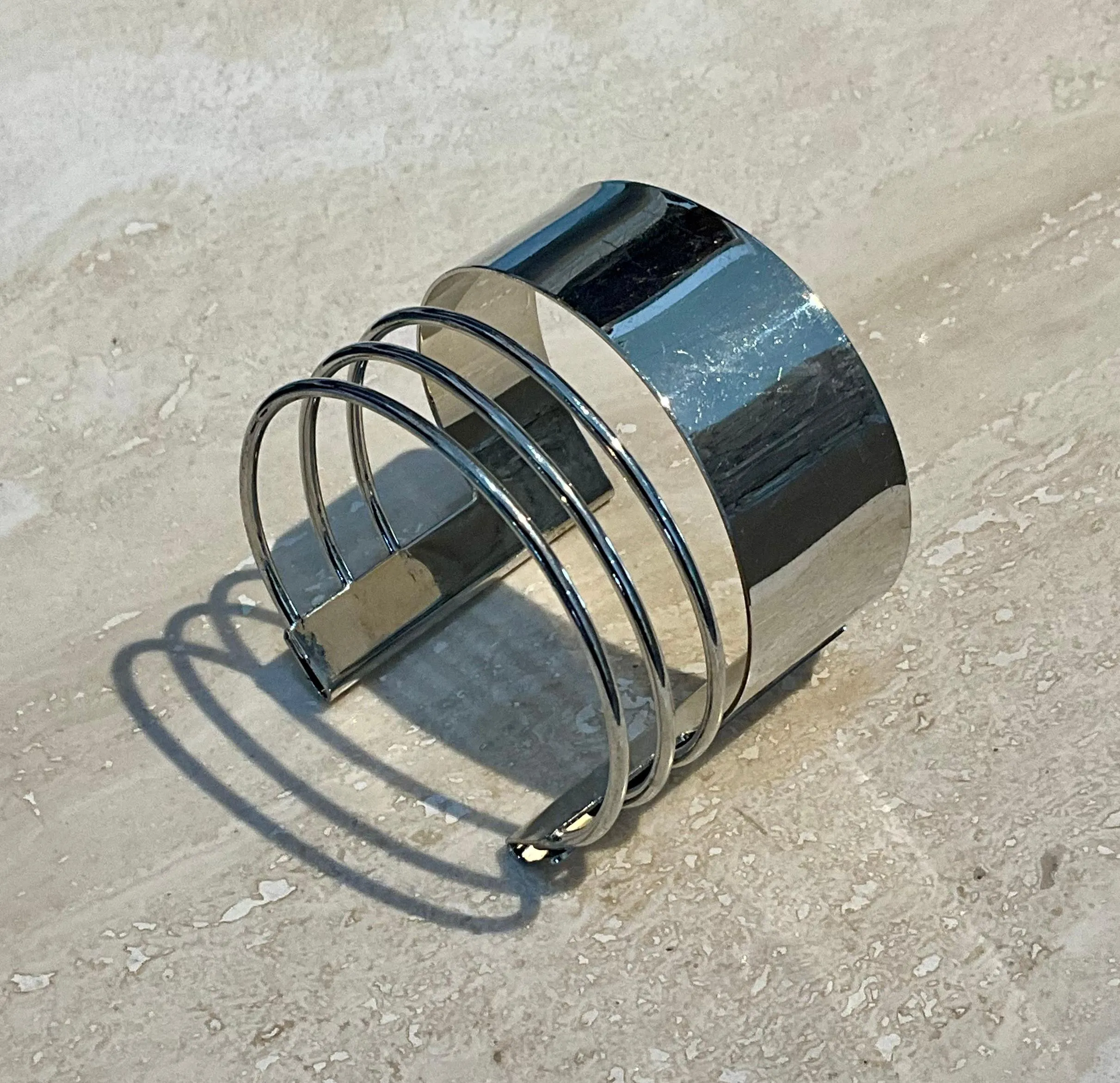 Vintage Silver Minimalist Adjustable Cuff Bracelet — additional photo 7