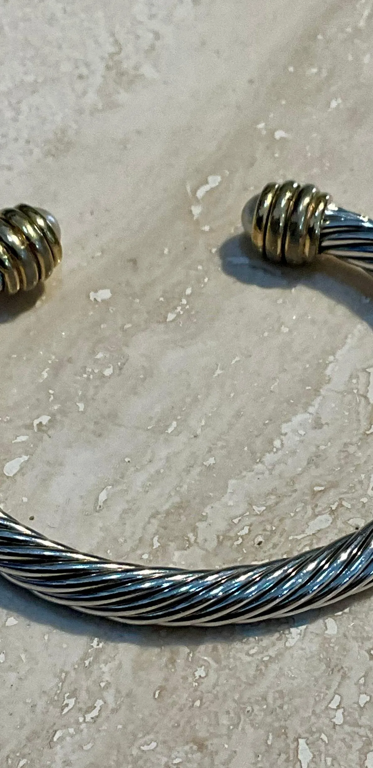 Vintage Silver Classic Cable Bracelet with Pearl Accents — additional photo 3
