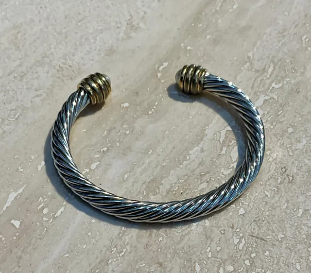 Vintage Silver Classic Cable Bracelet with Pearl Accents — additional photo 3