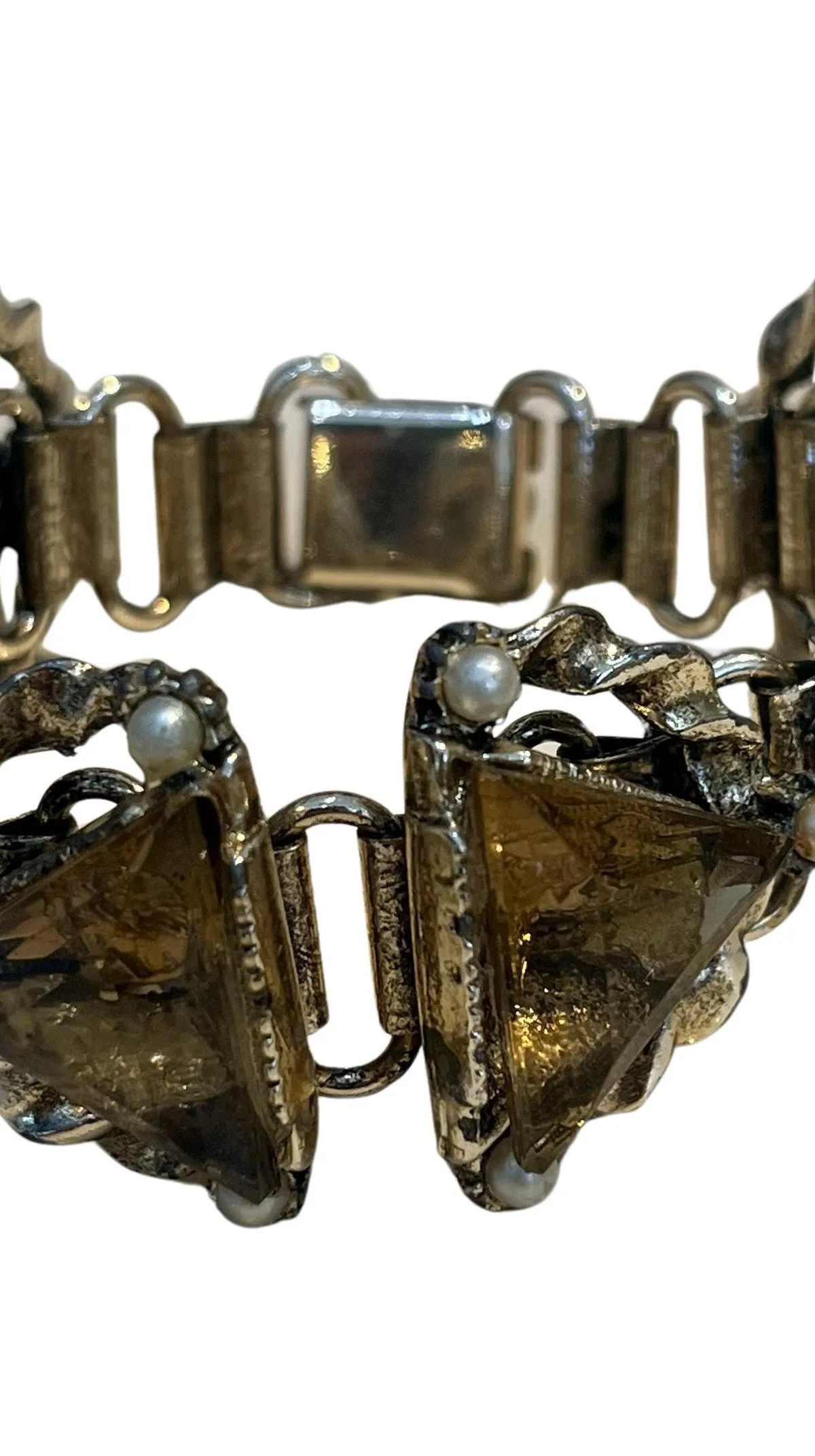Vintage Jewel Smokey Quartz Silver Chain Bracelet — additional photo 3