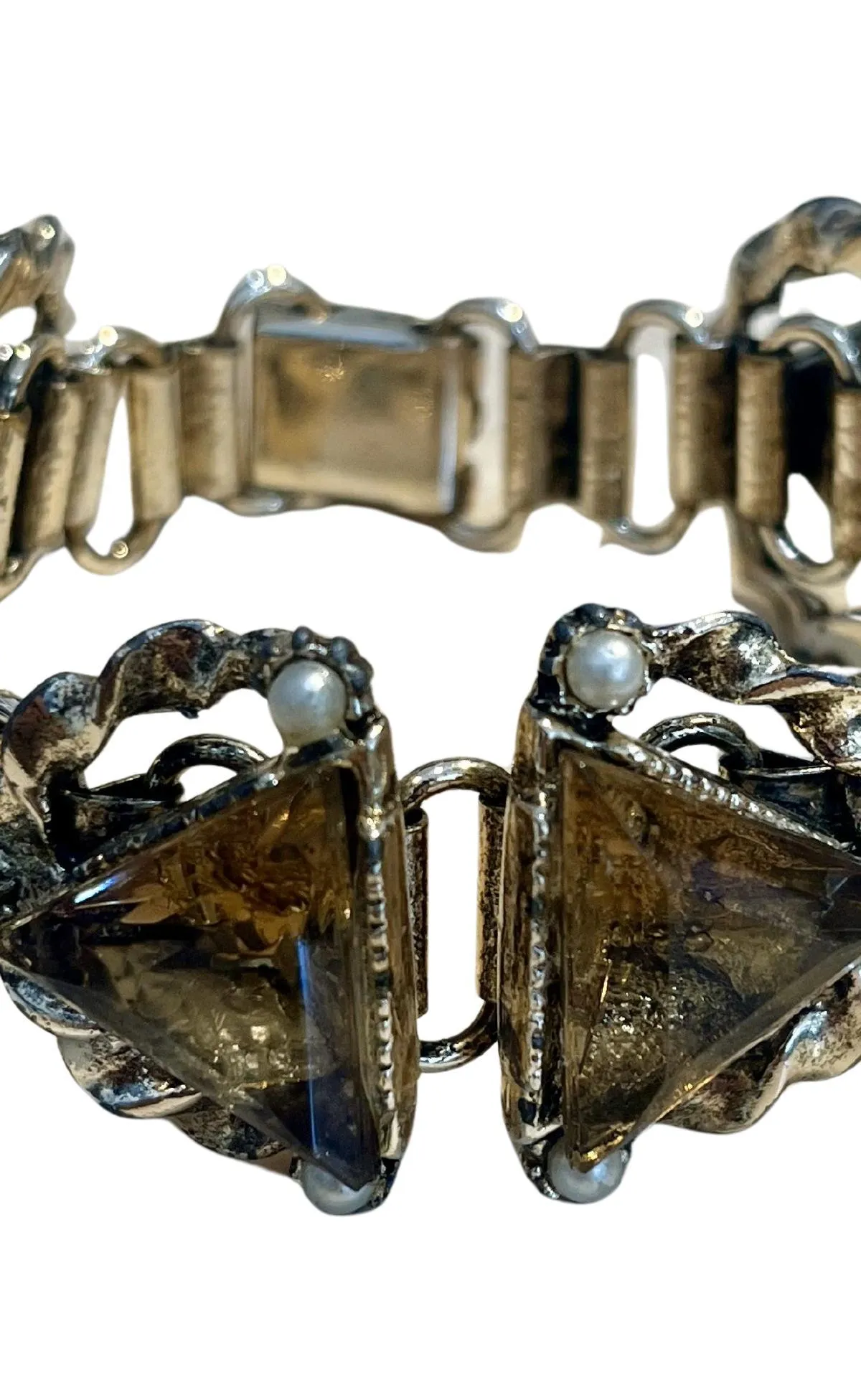 Vintage Jewel Smokey Quartz Silver Chain Bracelet — additional photo 4