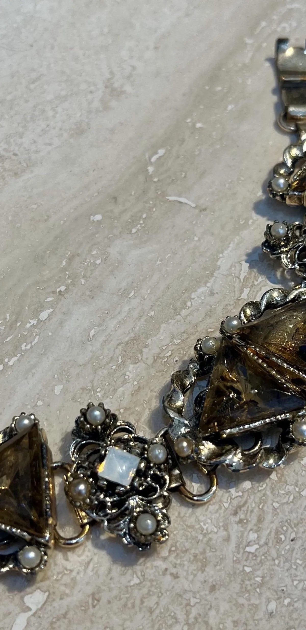 Vintage Jewel Smokey Quartz Silver Chain Bracelet — additional photo 1