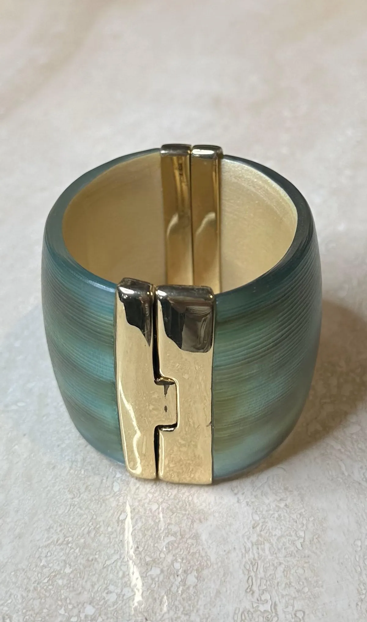 Vintage Boho Alexis Bittar Gold & Blue Cuff — additional photo 4