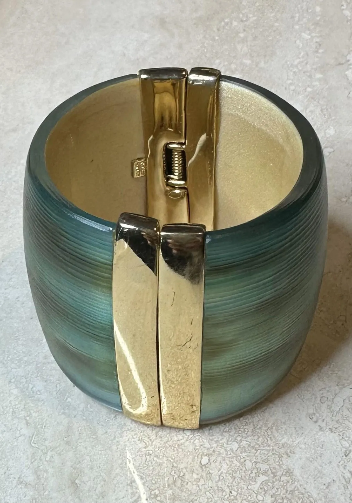 Vintage Boho Alexis Bittar Gold & Blue Cuff — additional photo 1