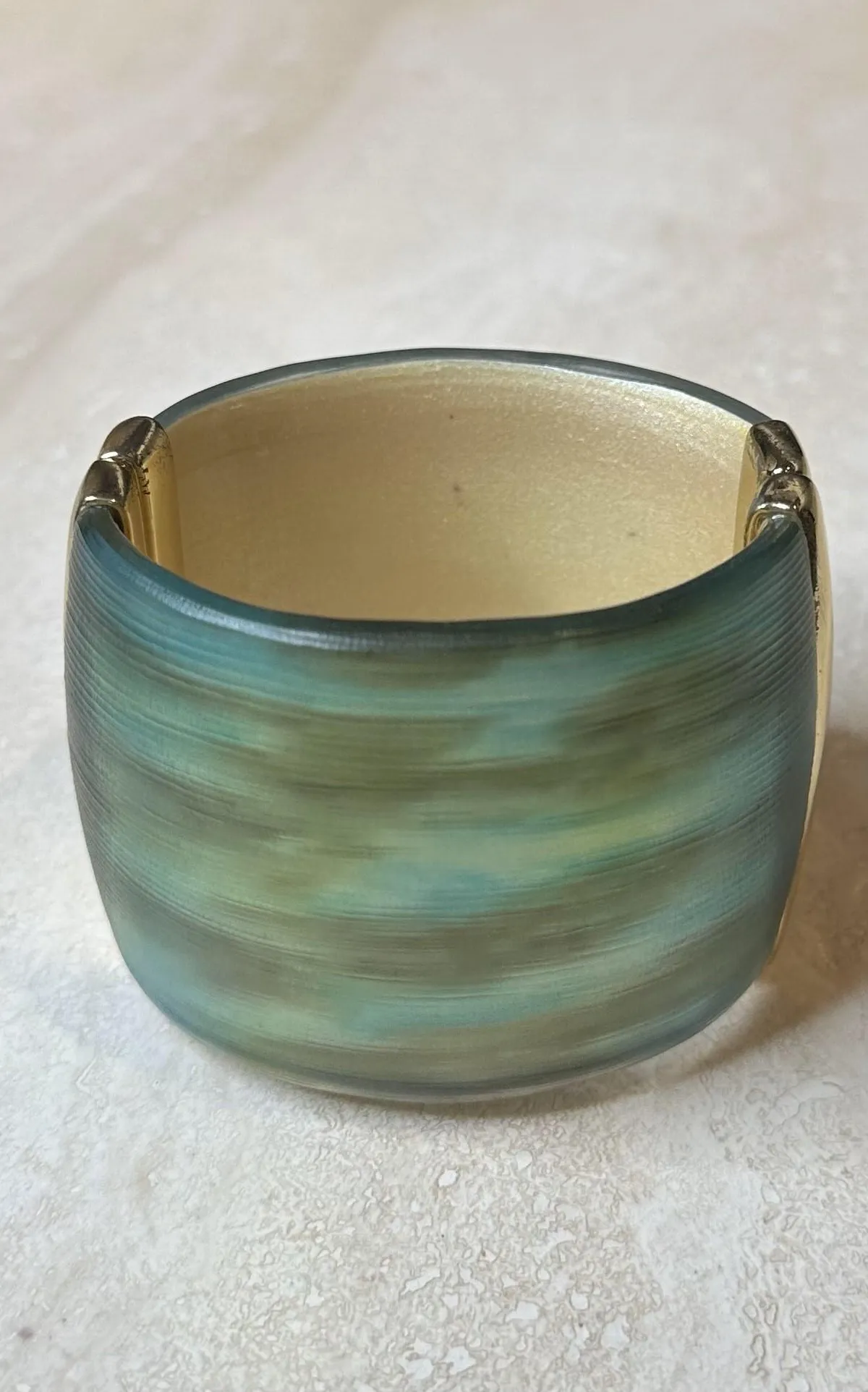 Vintage Boho Alexis Bittar Gold & Blue Cuff — additional photo 5