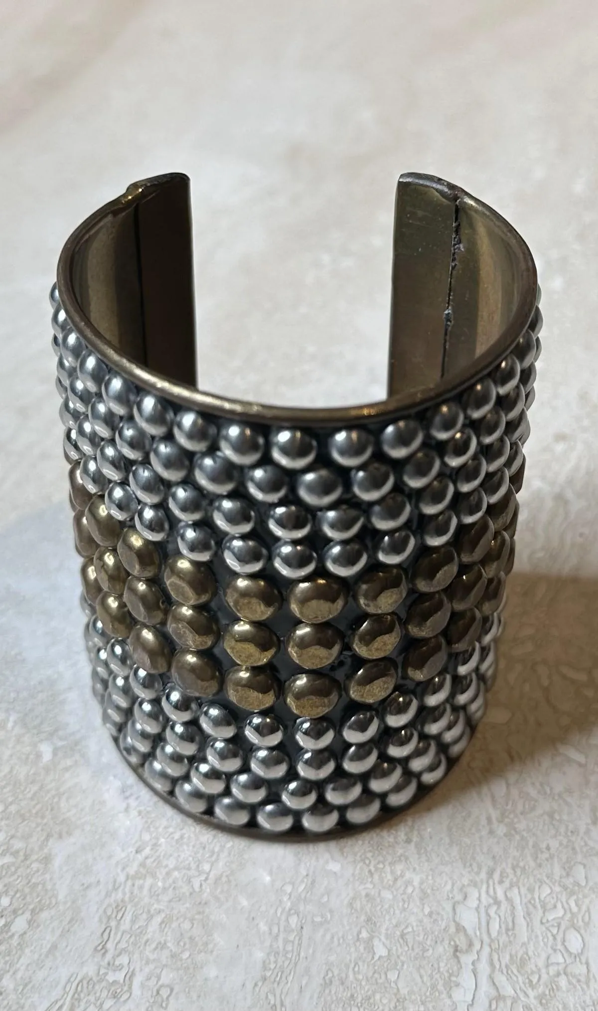 Vintage Boho Studded Silver & Brass Bangle — additional photo 1