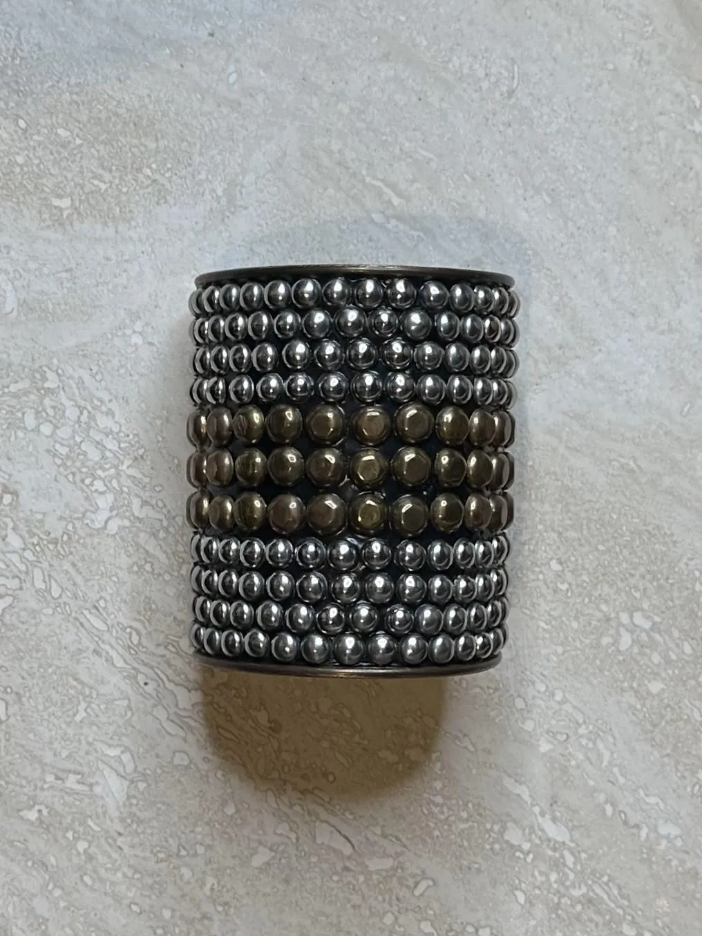 Vintage Boho Studded Silver & Brass Bangle — additional photo 3
