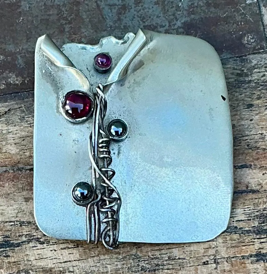 Vintage Boho Handmade Sterling Silver Modernist Brooch — additional photo 2