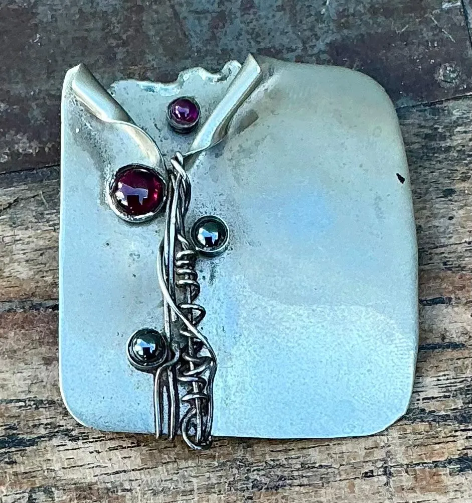 Vintage Boho Handmade Sterling Silver Modernist Brooch — additional photo 3
