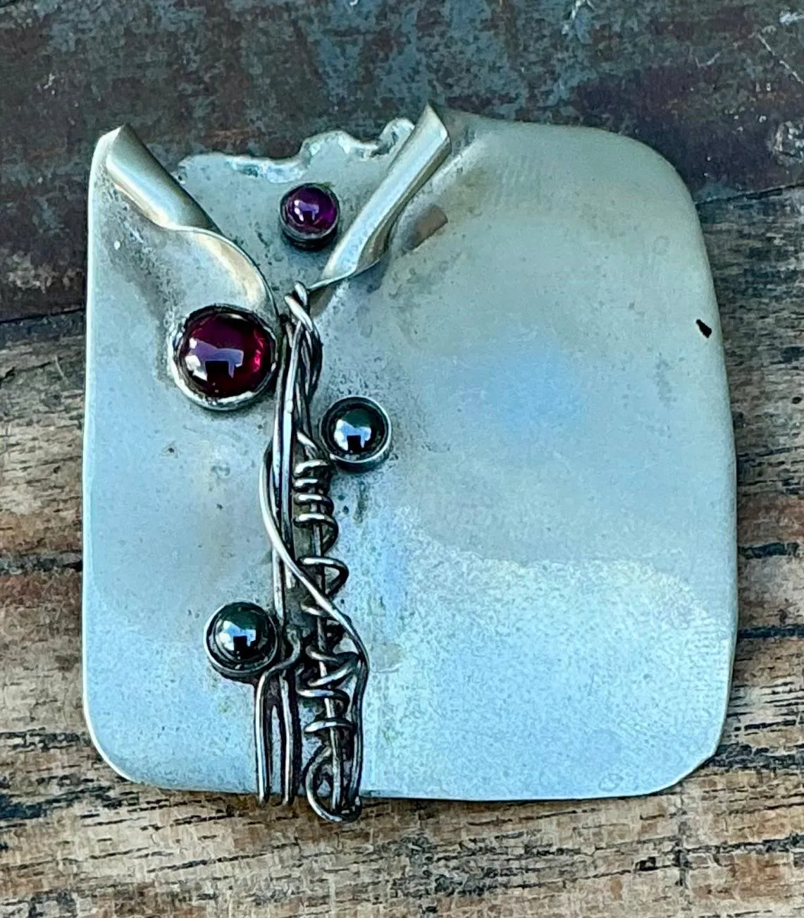Vintage Boho Handmade Sterling Silver Modernist Brooch — additional photo 4