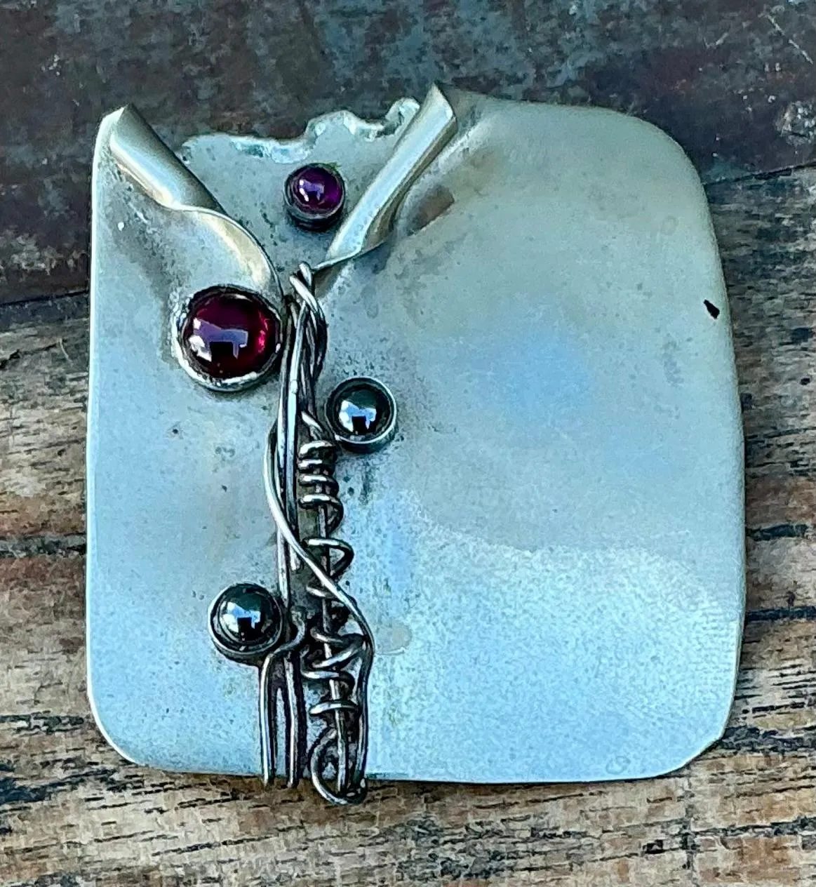 Vintage Boho Handmade Sterling Silver Modernist Brooch — additional photo 5