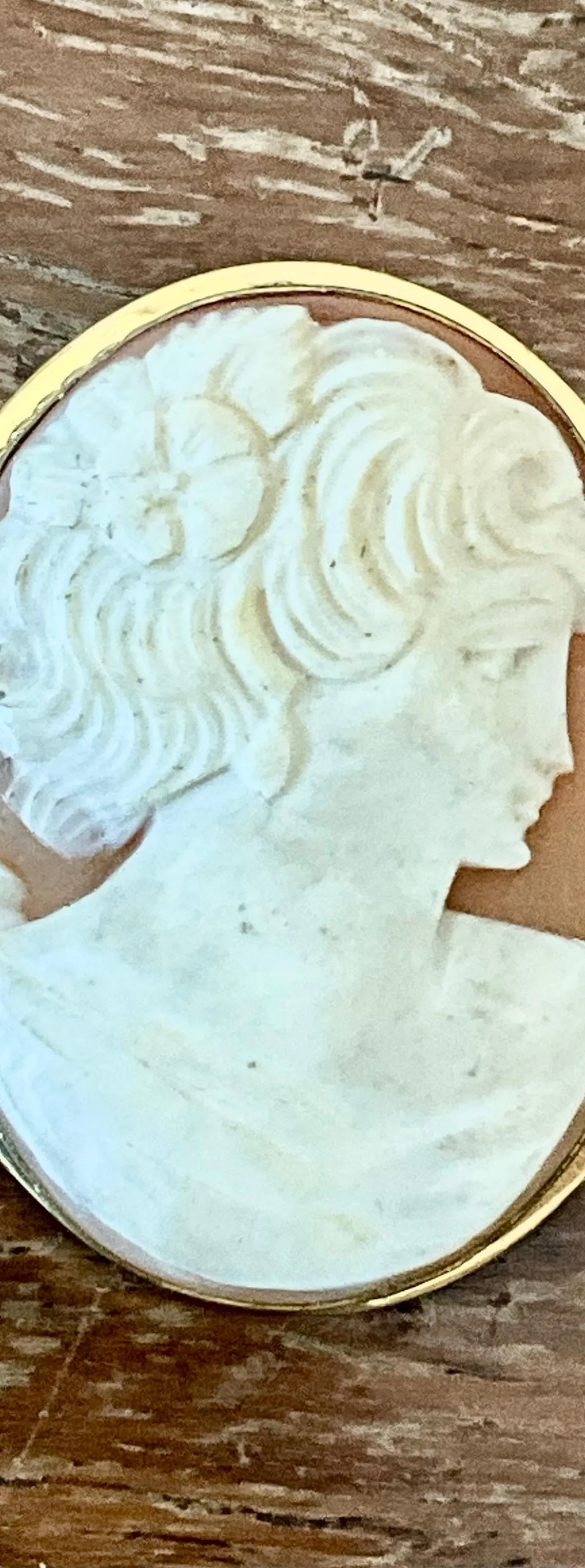 Vintage Victorian Carved Shell Cameo Pendant Brooch — additional photo 1
