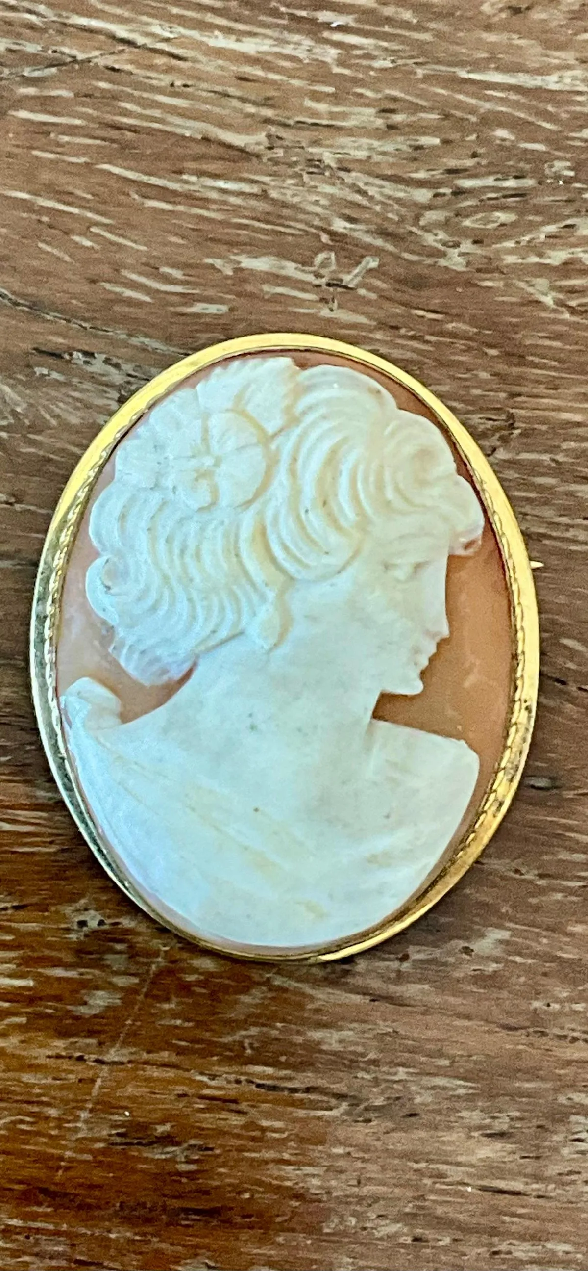 Vintage Victorian Carved Shell Cameo Pendant Brooch — additional photo 3