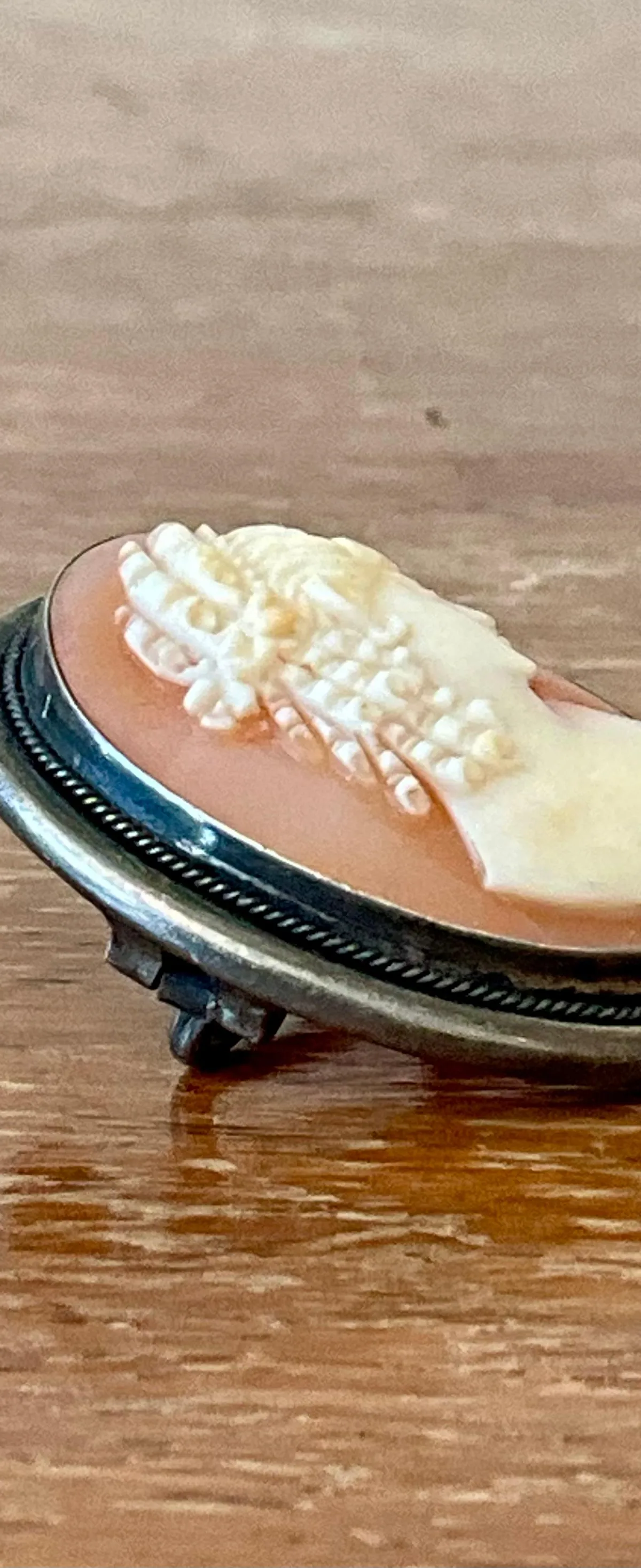 Vintage Silver Shell Cameo Brooch Pendant Brooch — additional photo 6