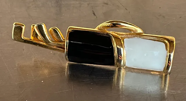 Vintage Black/White Enamel Golf Bag Brooch — additional photo 7