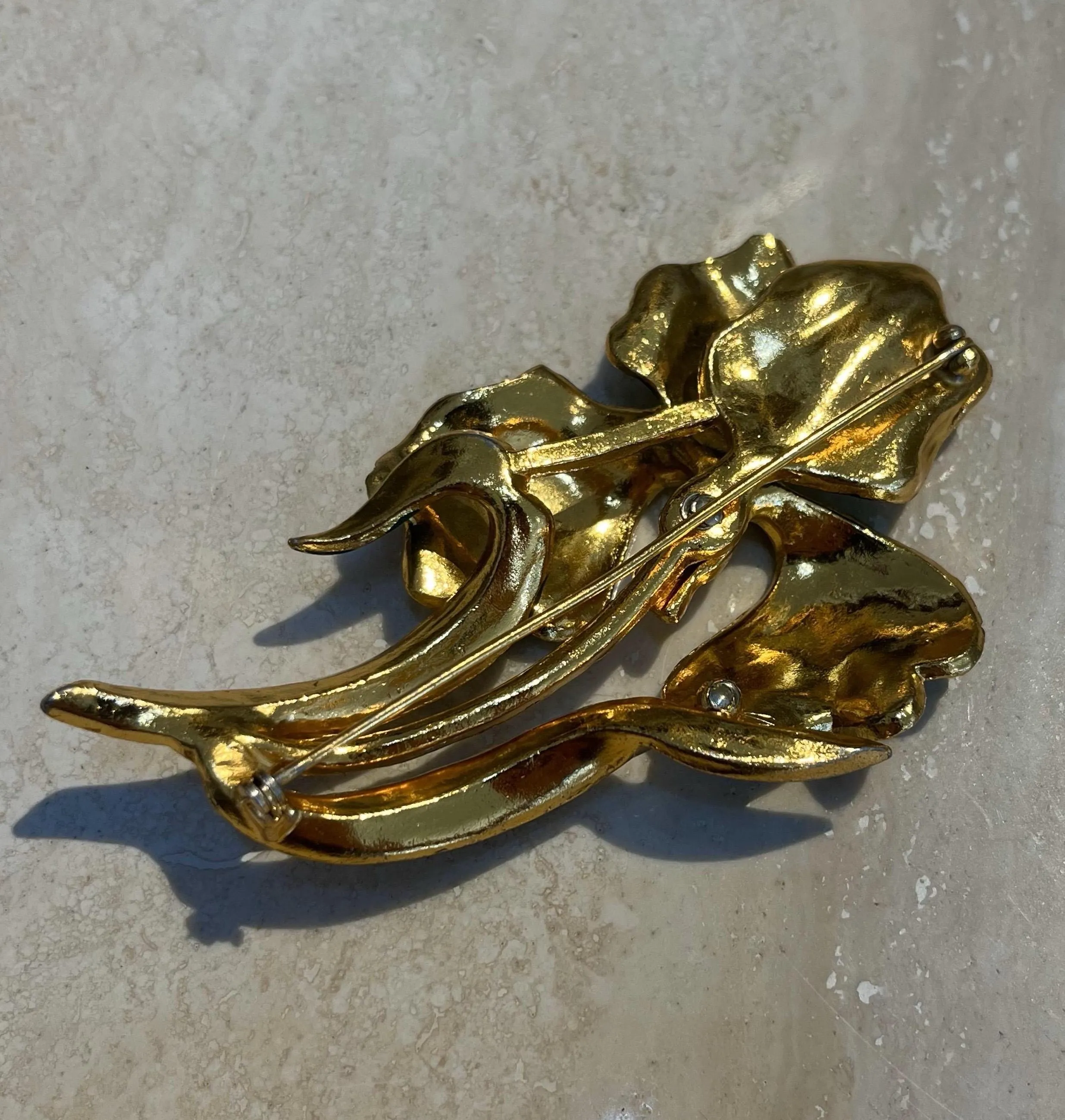 Vintage Coro Enamel Iris Brooch — additional photo 4
