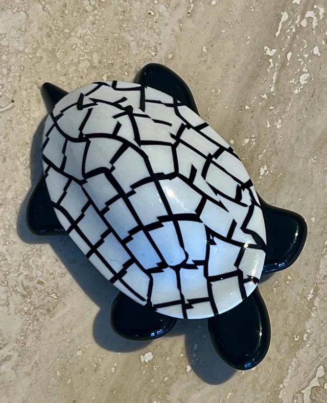 Vintage Lea Stein Paris B&W Tortoise Brooch — additional photo 1