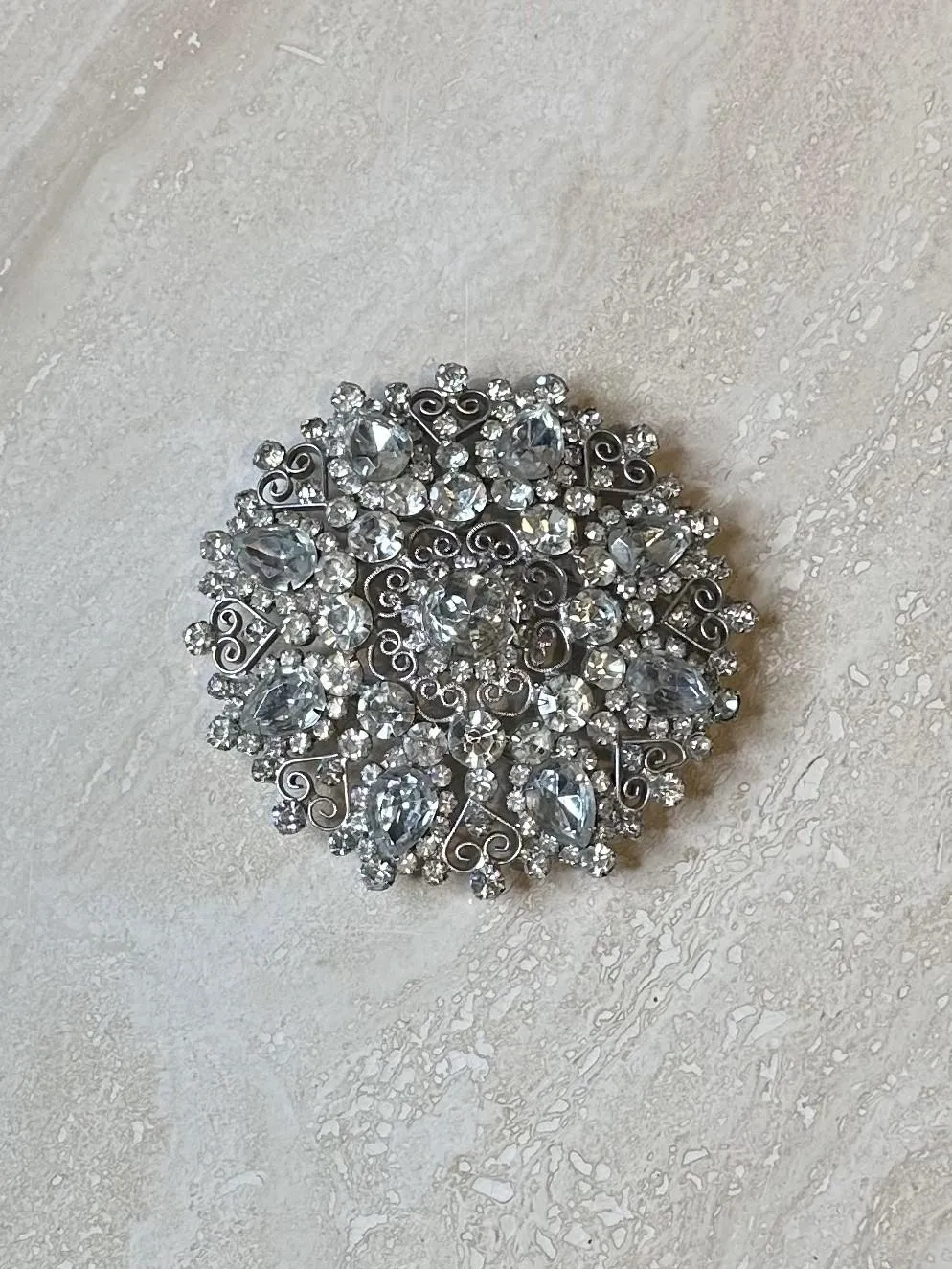 Vintage Silver Rhinestone Belt Buckle — additional photo 3