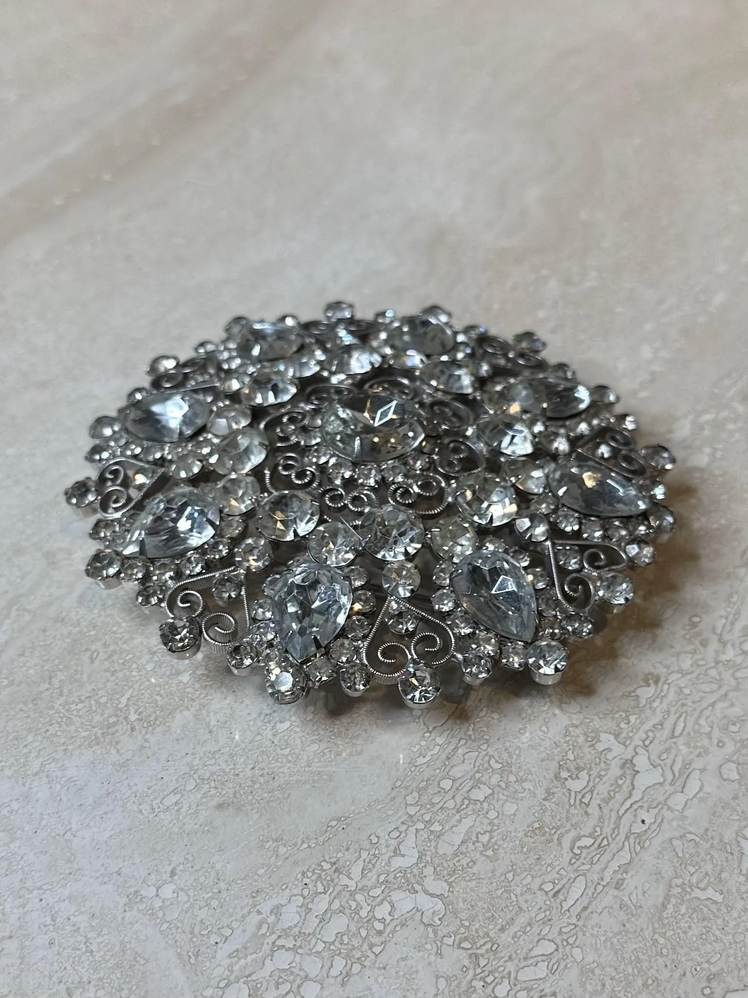 Vintage Silver Rhinestone Belt Buckle — additional photo 1