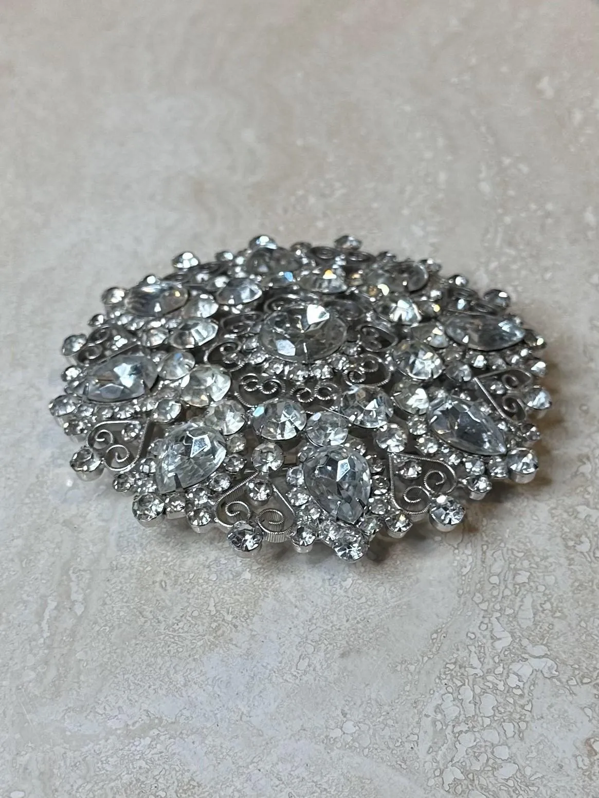 Vintage Silver Rhinestone Belt Buckle — additional photo 2