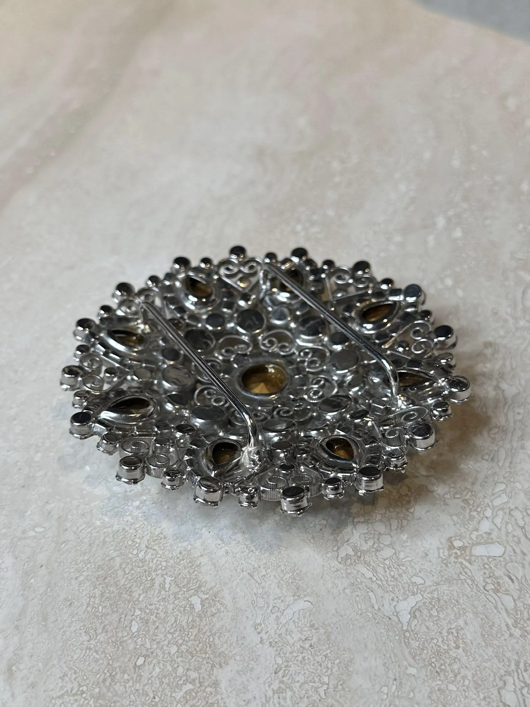 Vintage Silver Rhinestone Belt Buckle — additional photo 5