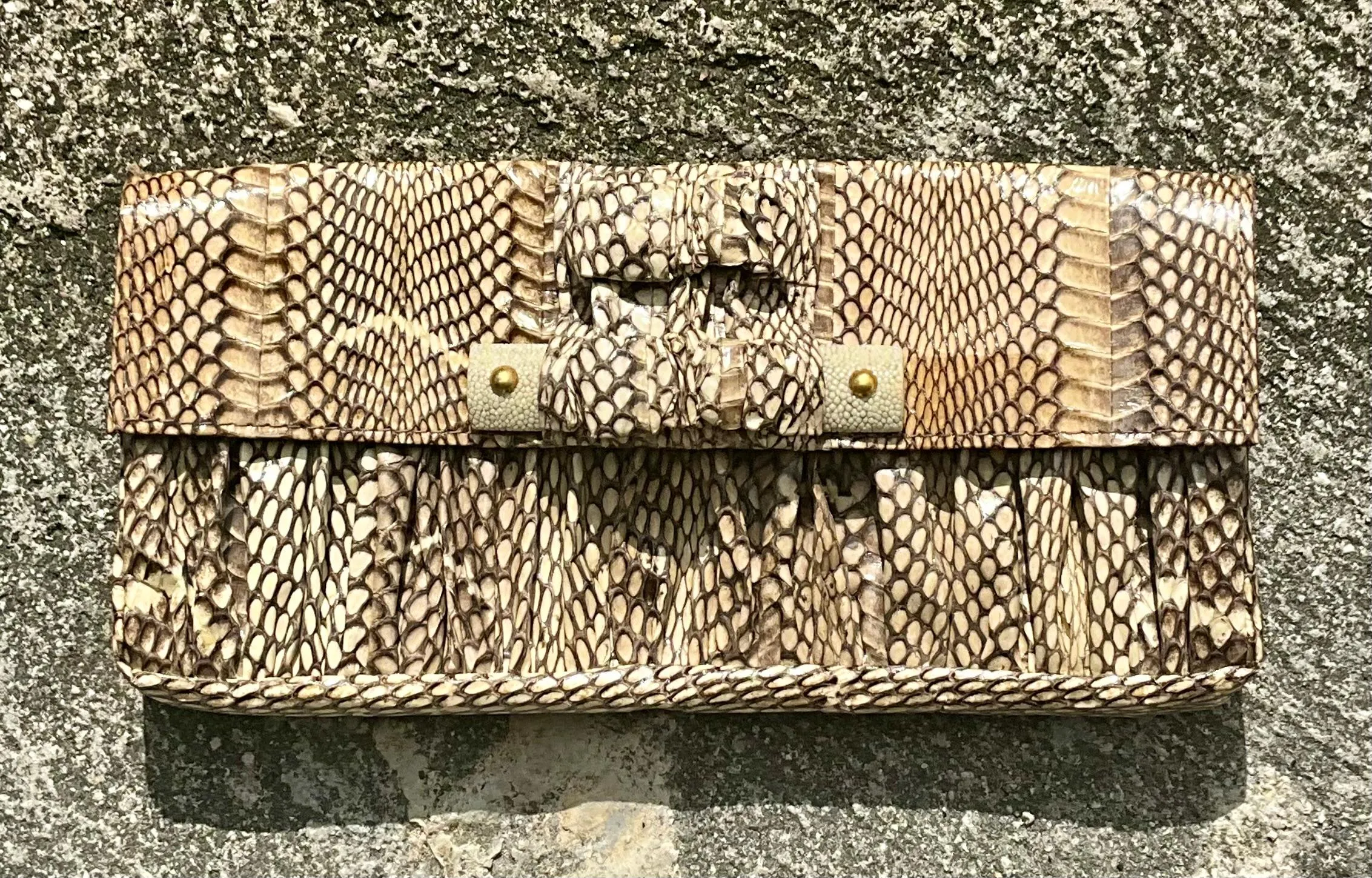 Vintage Boho R & Y Augousti Snake Skin Clutch Purse — additional photo 1
