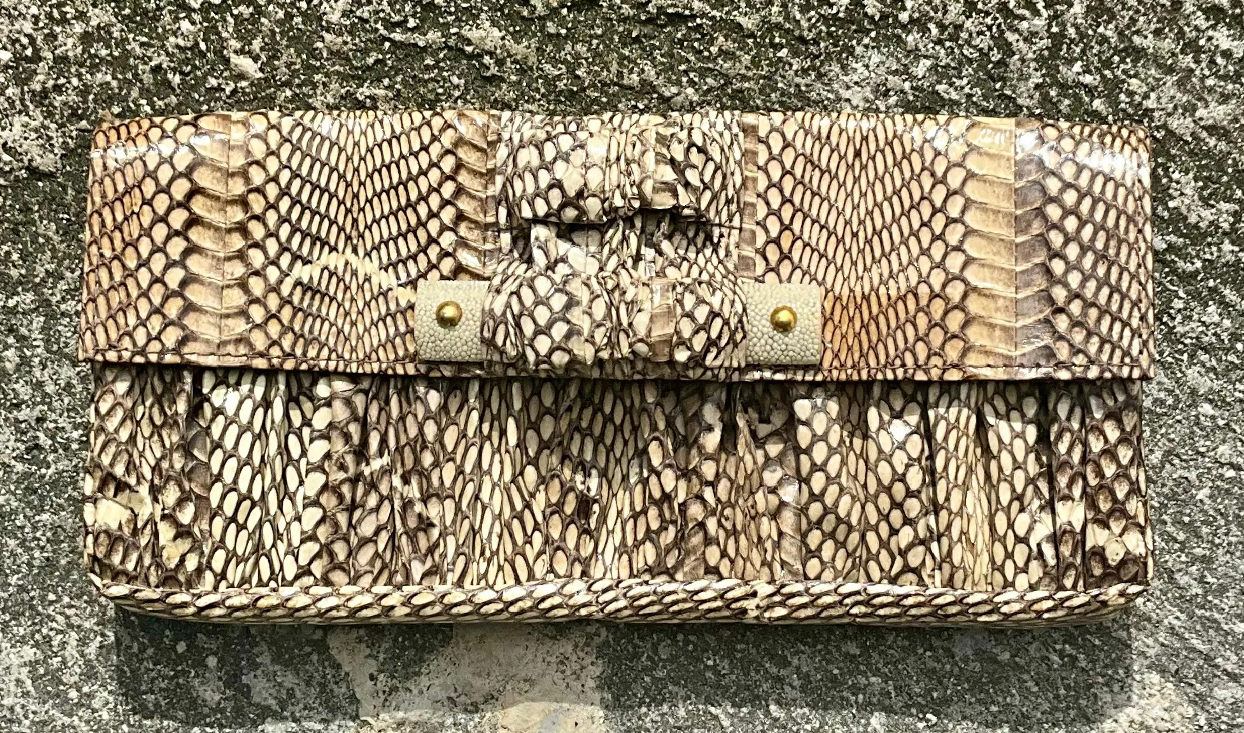 Vintage Boho R & Y Augousti Snake Skin Clutch Purse — additional photo 2