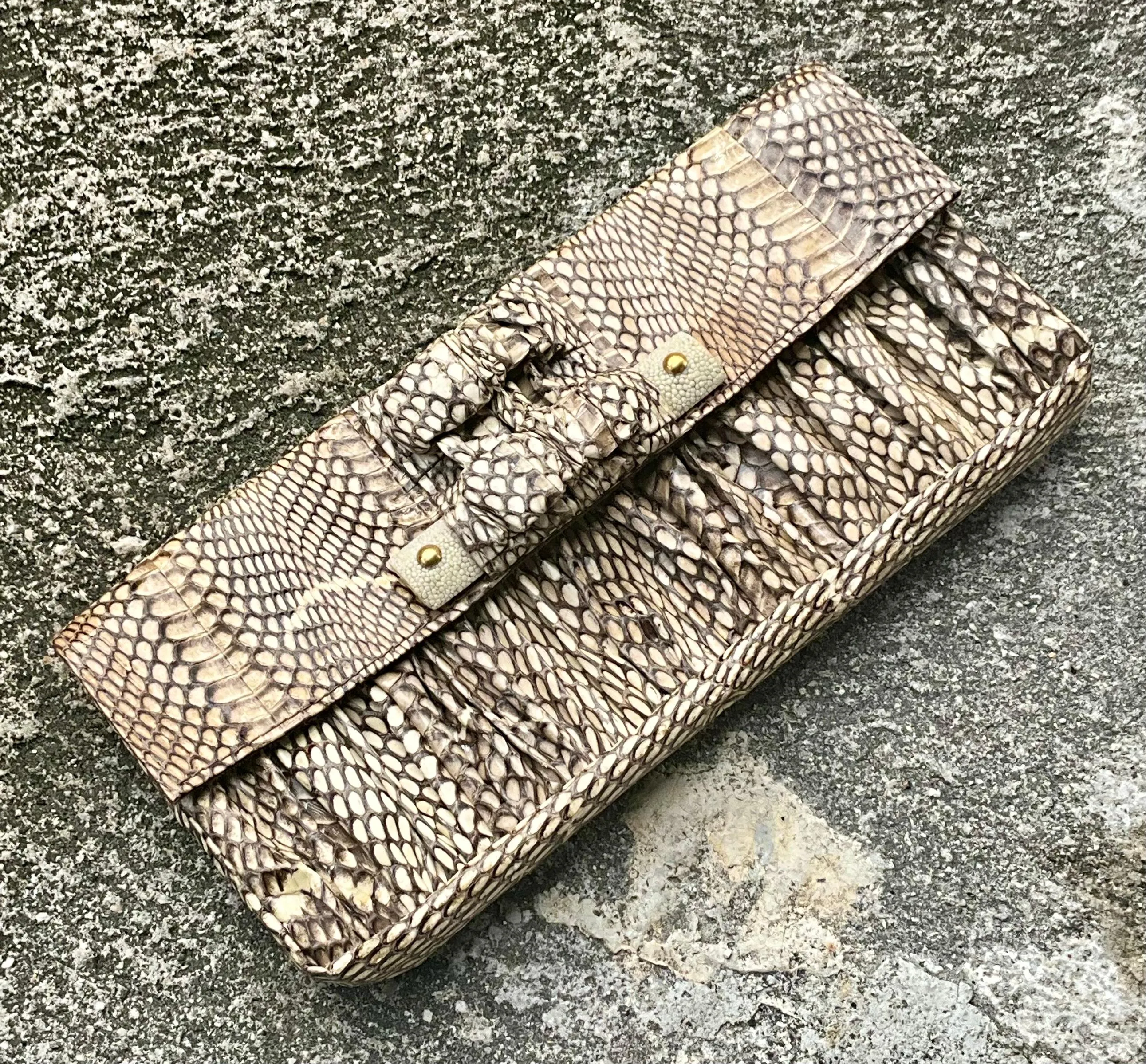 Vintage Boho R & Y Augousti Snake Skin Clutch Purse — additional photo 3