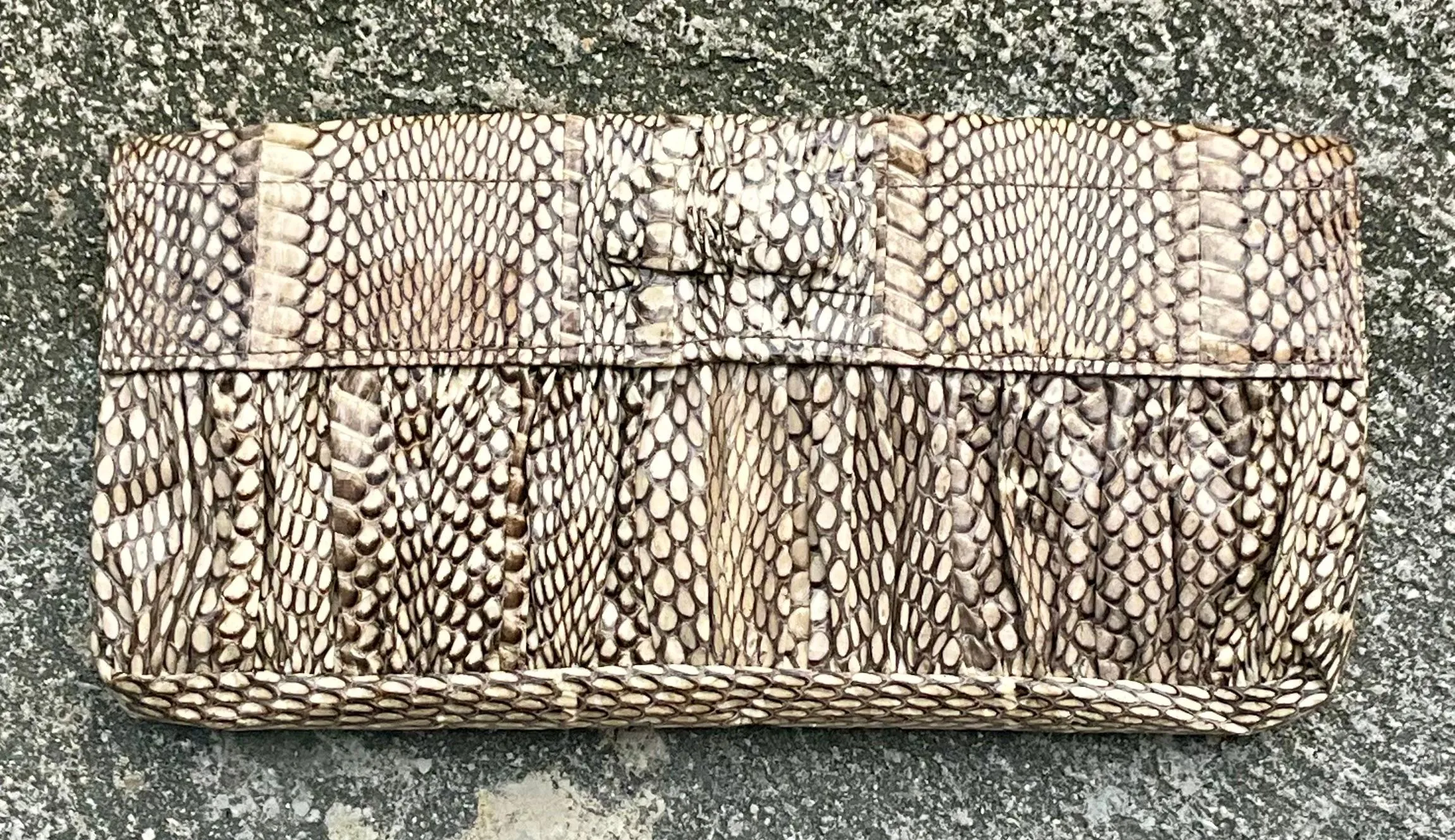 Vintage Boho R & Y Augousti Snake Skin Clutch Purse — additional photo 4