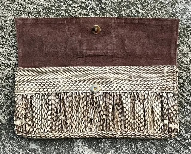 Vintage Boho R & Y Augousti Snake Skin Clutch Purse — additional photo 5