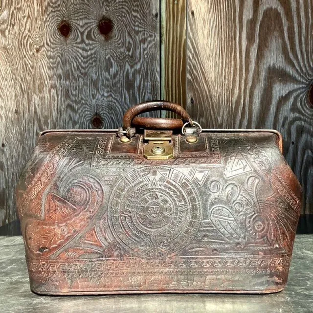 Vintage Boho Tooled Leather Doctors Bag — additional photo 1