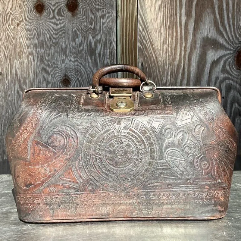 Vintage Boho Tooled Leather Doctors Bag — additional photo 2