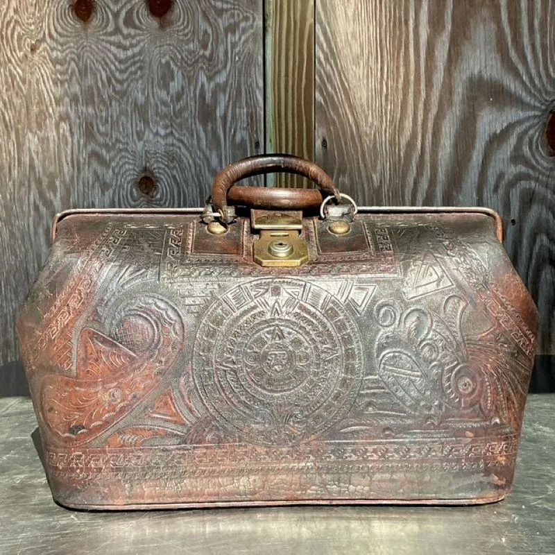 Vintage Boho Tooled Leather Doctors Bag — additional photo 3
