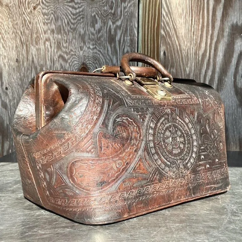 Vintage Boho Tooled Leather Doctors Bag — additional photo 6