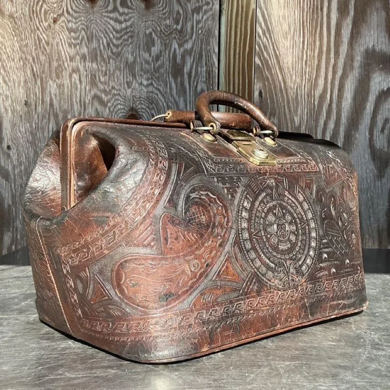 Vintage Boho Tooled Leather Doctors Bag — additional photo 7