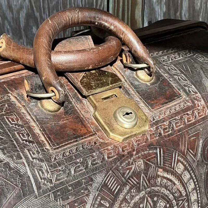 Vintage Boho Tooled Leather Doctors Bag — additional photo 8