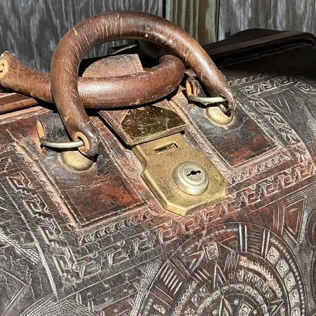 Vintage Boho Tooled Leather Doctors Bag — additional photo 8