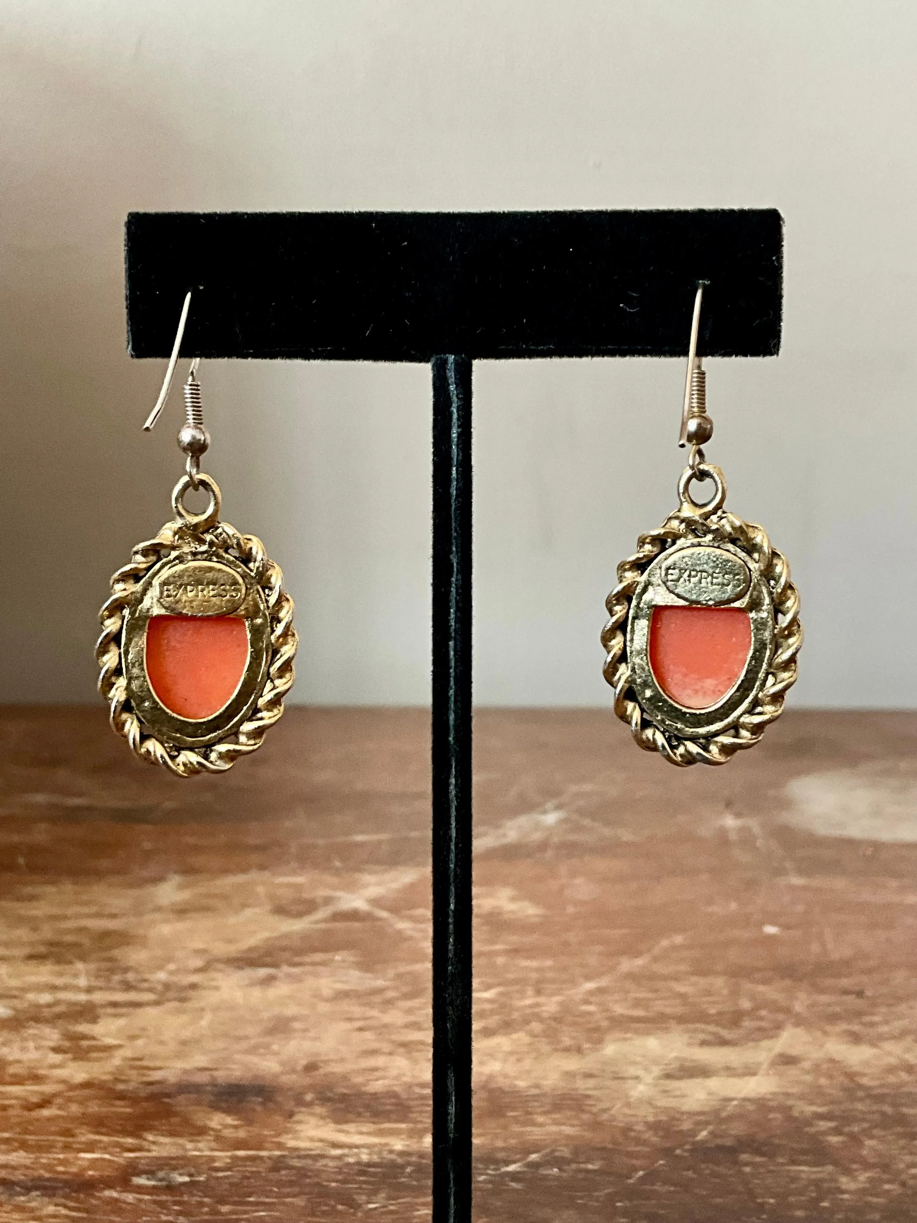 Vintage Carved Cameo Drop Earrings — additional photo 6
