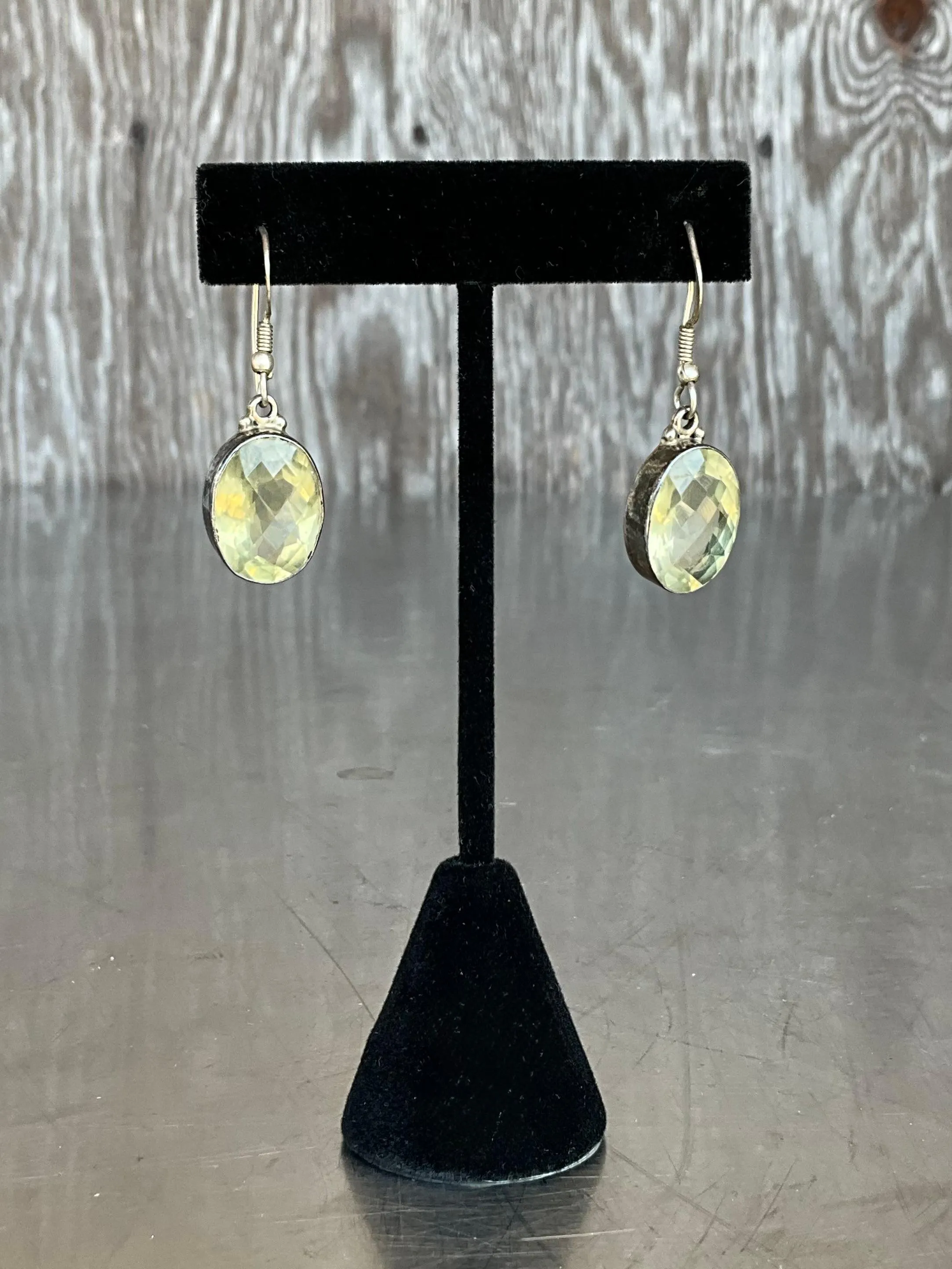 Vintage 925 Silver Drop Earrings with Green Gemstone — additional photo 2