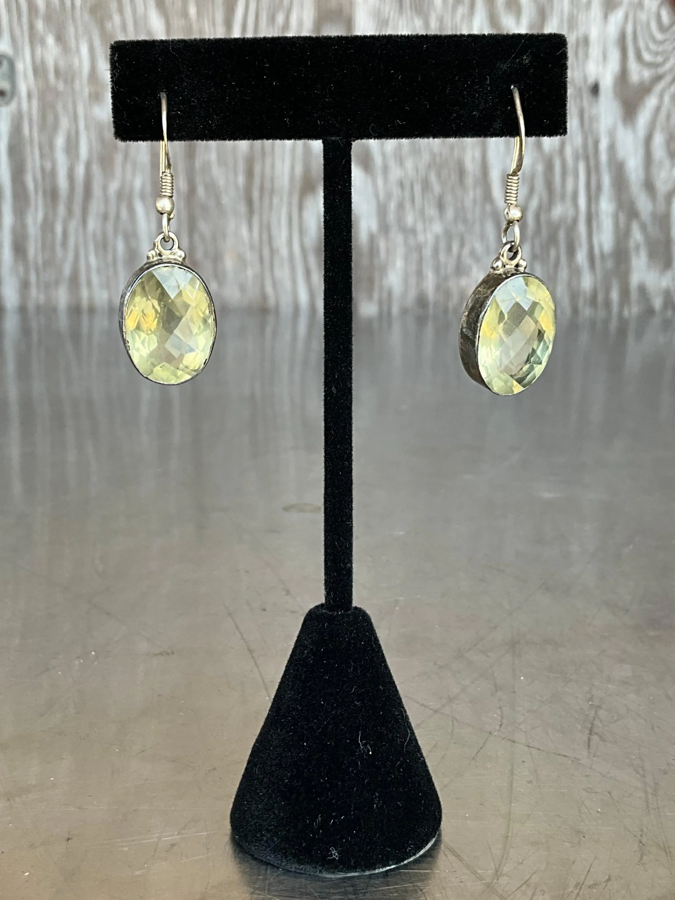 Vintage 925 Silver Drop Earrings with Green Gemstone — additional photo 3