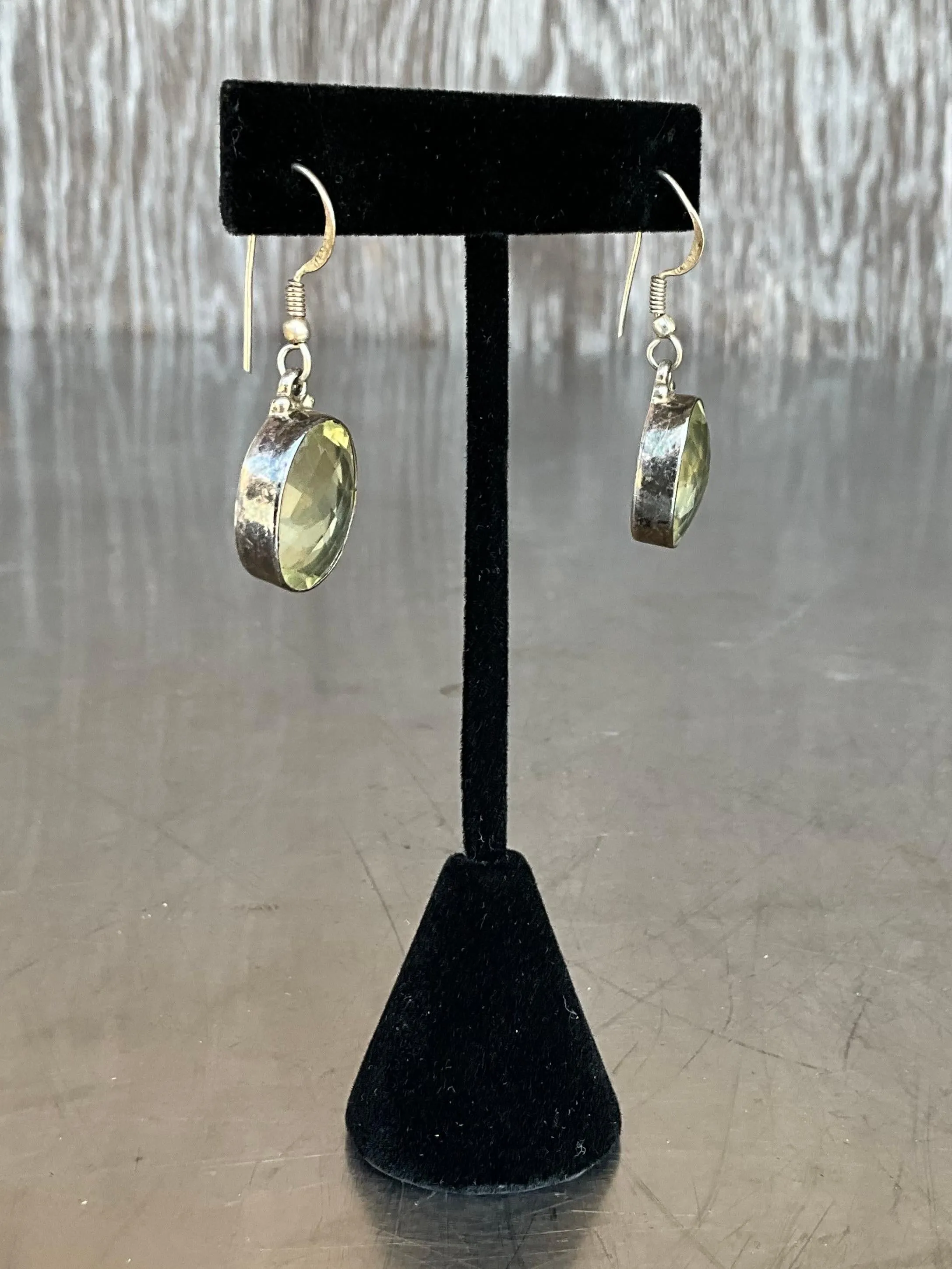 Vintage 925 Silver Drop Earrings with Green Gemstone — additional photo 5