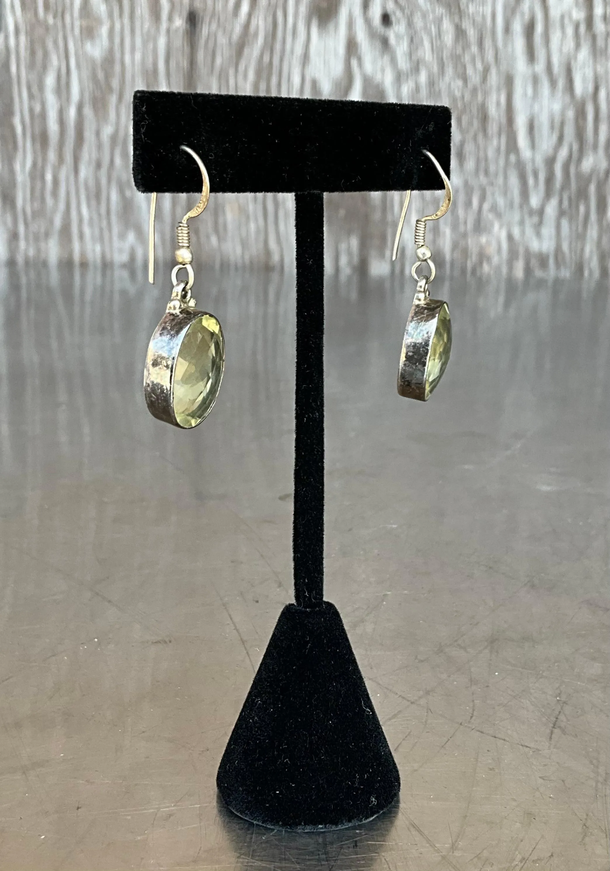 Vintage 925 Silver Drop Earrings with Green Gemstone — additional photo 6