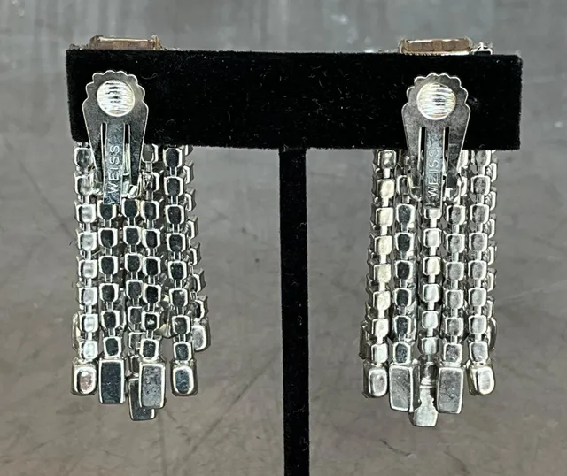 Vintage Weiss Rhinestone Clip on Earrings — additional photo 5