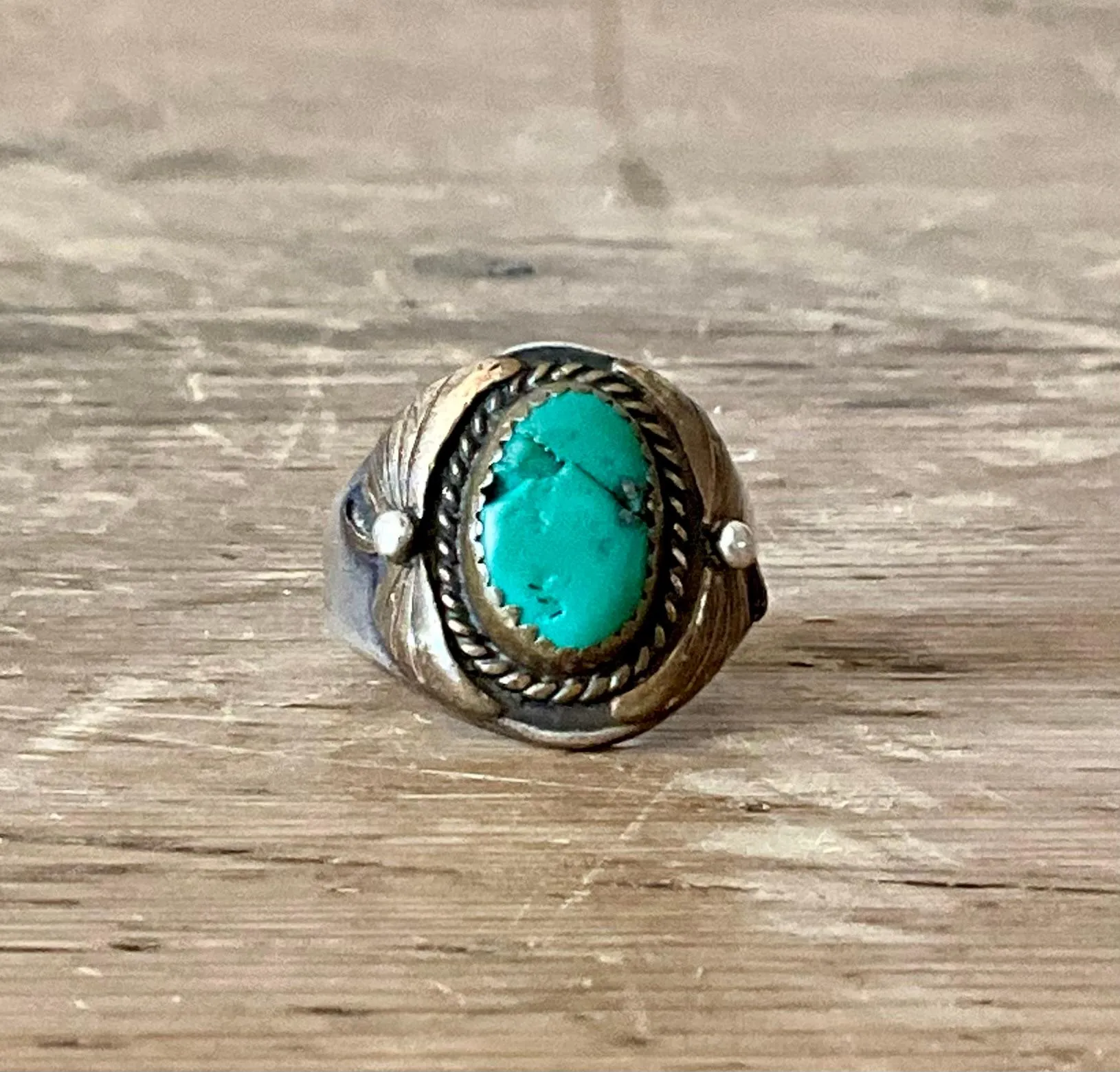 Vintage Boho Turquoise Native American Sterling Silver Ring 7.75 — additional photo 2