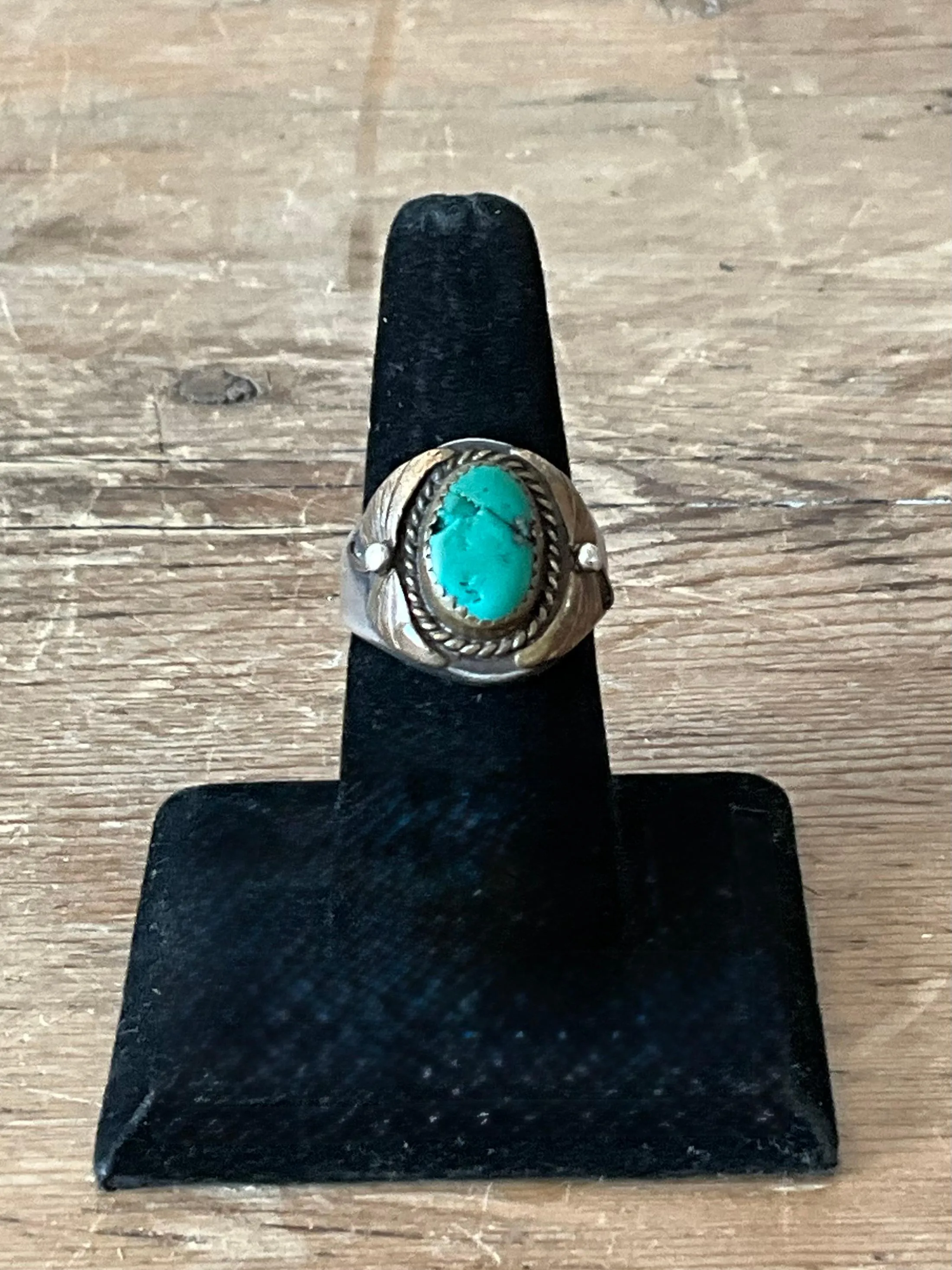 Vintage Boho Turquoise Native American Sterling Silver Ring 7.75 — additional photo 5