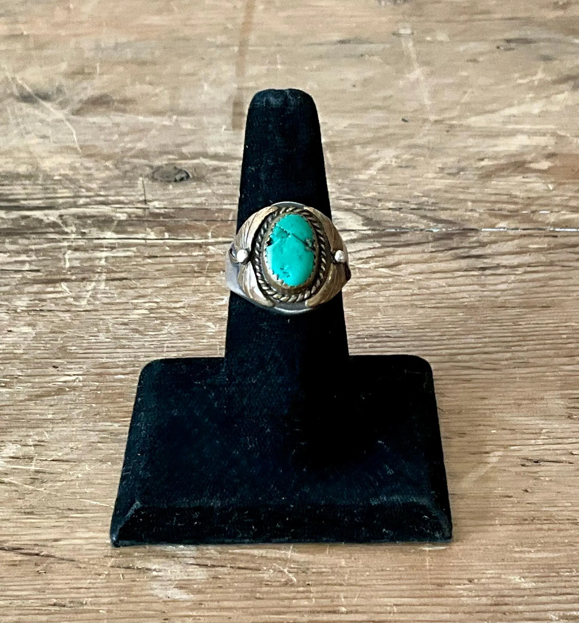 Vintage Boho Turquoise Native American Sterling Silver Ring 7.75 — additional photo 6