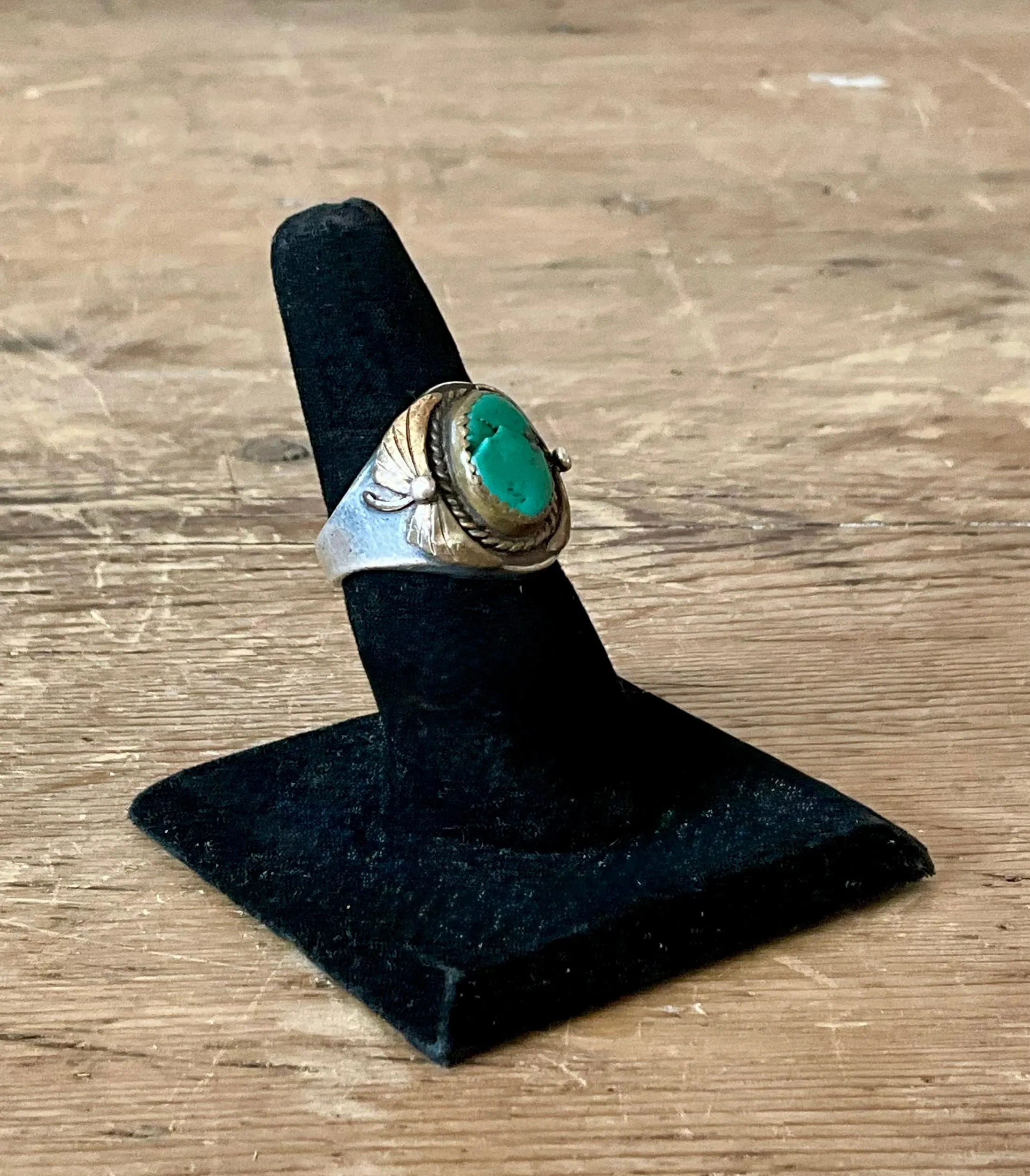 Vintage Boho Turquoise Native American Sterling Silver Ring 7.75 — additional photo 7